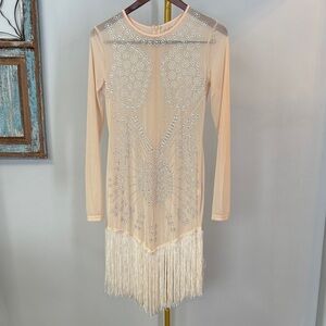 Sheer Cream Fringe Dress NWOT L